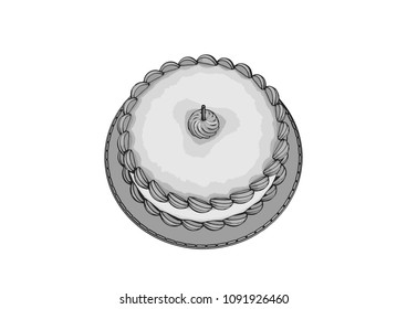 sketch of cake with a candle vector
