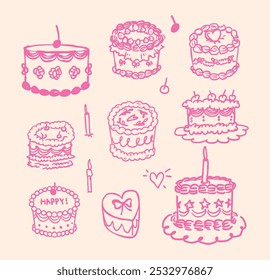 Sketch Cake doodle birthday handdrawn collection sweet desserts sketches