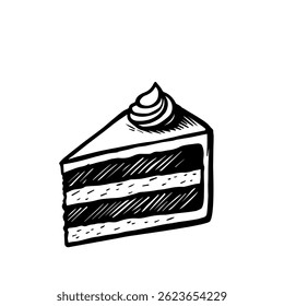 Sketch cake. ink sketch isolated on white background. Freehand vector illustration