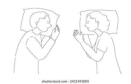 Boceto de una pareja tranquila en sueño profundo.