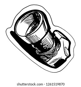 sketch camera black strokes on white background