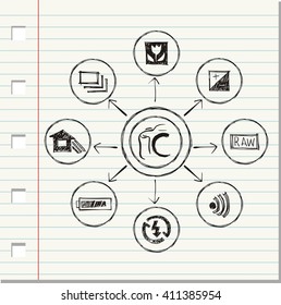 Sketch of camera icon , vector illustration