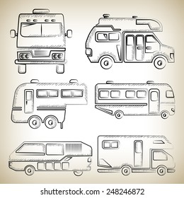 sketch camper van, camping truck