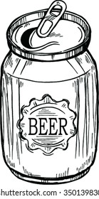 Sketch of Can beer , vector illustration