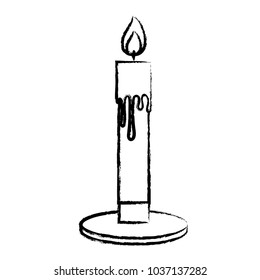sketch of candle icon over white background, vector illutration