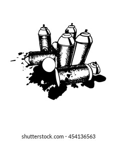 Sketch of the cans for graffiti. vector illustration