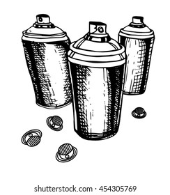 Sketch of the cans for graffiti. vector illustration