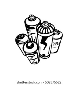 Sketch of the cans for graffiti. Vector illustration.