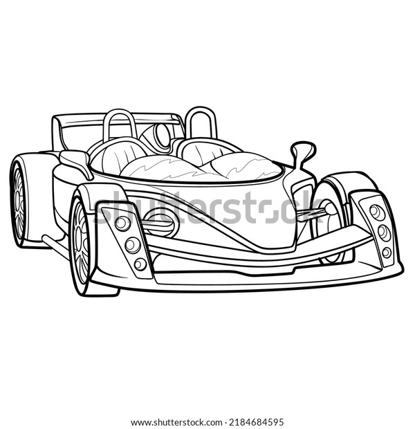 sketch car, coloring book, isolated\
object on white background, vector illustration,\
eps