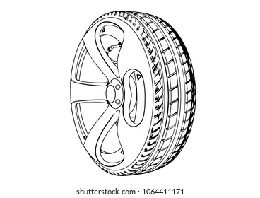 Sketch Car Wheels Vector Stock Vector (Royalty Free) 1064411171 ...