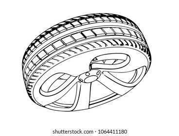 sketch of car wheels vector