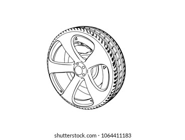 sketch of car wheels vector
