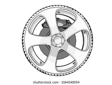 sketch of car wheels vector