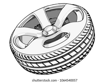 Sketch Car Wheels Vector Stock Vector (Royalty Free) 1064540057 ...