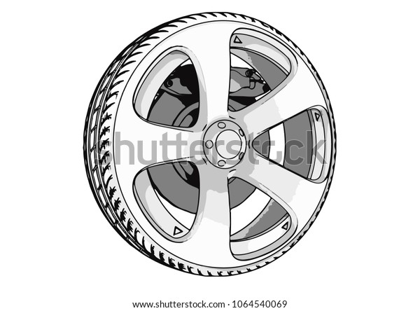 Sketch Car Wheels Vector Stock Vector Royalty Free 1064540069