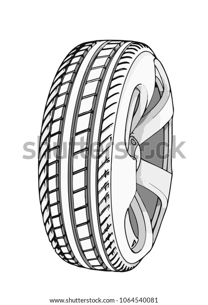 Sketch Car Wheels Vector Stock Vector Royalty Free 1064540081