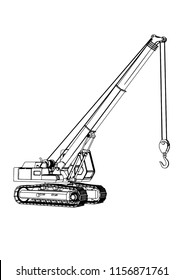 sketch of cargo crane vector