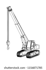 sketch of cargo crane vector