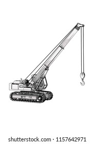 sketch of cargo crane vector