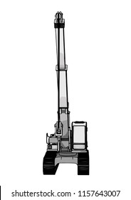 sketch of cargo crane vector