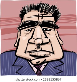 sketch caricature drawing illustration of severe man in suit