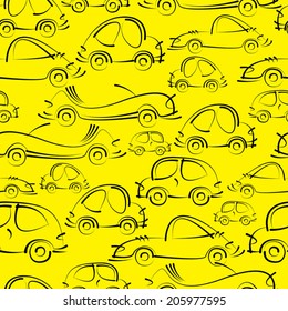 sketch cars seamless pattern