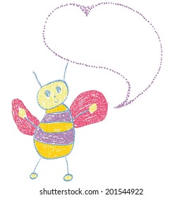 sketch of cartoon bee with speech bubble