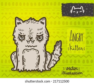 Sketch cartoon cat. Animal vector illustration
