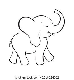 Sketch cartoon elephant. Doodle illustration in vector. Cute vector elephant. 