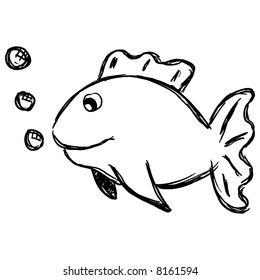 Sketch of a cartoon fish