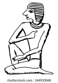 sketch, cartoon illustration of hieroglyph of ancient Egypt
