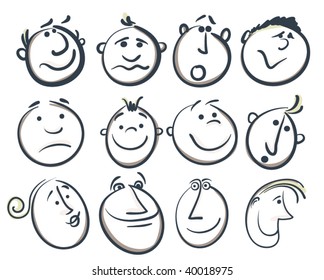 sketch cartoon people faces