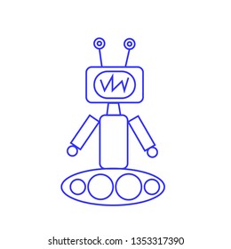 sketch of a cartoon robot cute and funny technology concept