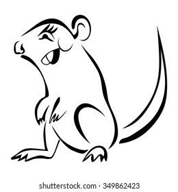 Sketch Cartoon rodent isolated on white background. Vector illustration.