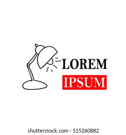 Sketch cartoon table lamp on a white background for the electronics store logo. Vector illustration