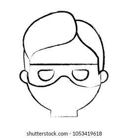 sketch of cartoon thief face icon over white background, vector illustration