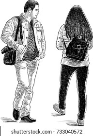 Sketch of the casual city pedestrians