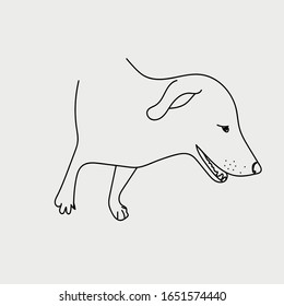 sketch, casual style illustration of a cute dog with it's mouth open.