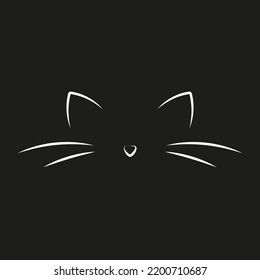 Icono del bozal del gato. fondo negro del icono de la boquilla del gato. Ilustración vectorial. imagen de stock.