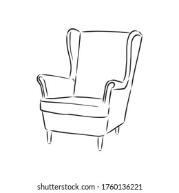 Sketch Chair Linear Style Outline Drawing Stock Vector (Royalty Free ...