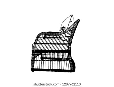 sketch of a chair with a pillow vector