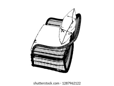 sketch of a chair with a pillow vector