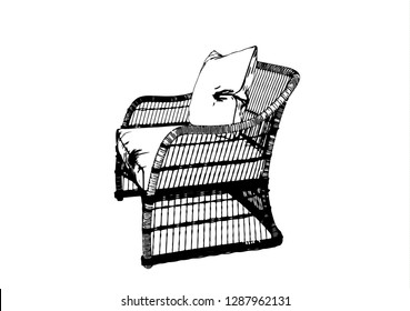 sketch of a chair with a pillow vector