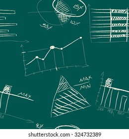 Sketch chalk business elements on blackboard background.