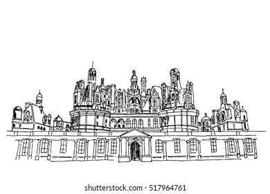 Sketch Of Chambord Castle, France.