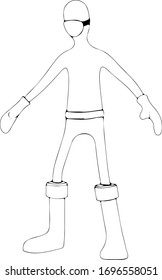 sketch of a character in a medical mask and gloves vector in different views