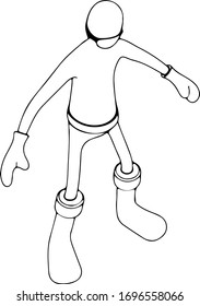 sketch of a character in a medical mask and gloves vector in different views