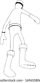 sketch of a character in a medical mask and gloves vector in different views