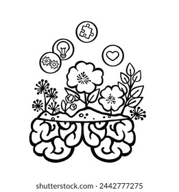 sketch characters Blooming mind vector illustration