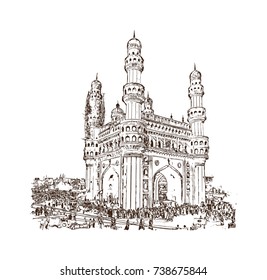 Sketch Charminar Hyderabad Telangana India Vector Stock Vector (Royalty ...